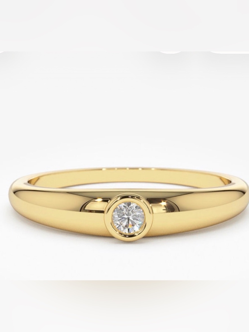 FERKO’s Fine Jewelry 14k Dome Diamond Ring, Bezel Solitaire Ring, Size 7